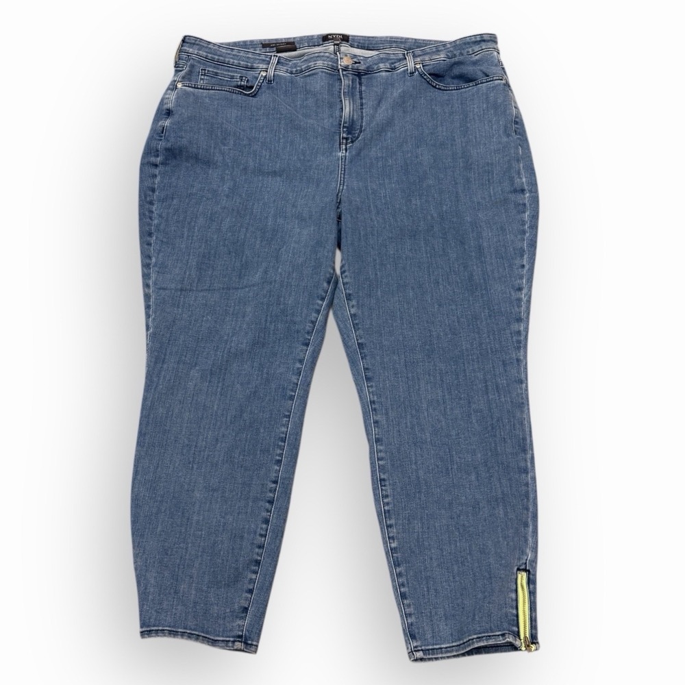 NYDJ Women's Jeans Ami Skinny Contrast Zipper Ankle Crop Size‎ 22W Denim Wash